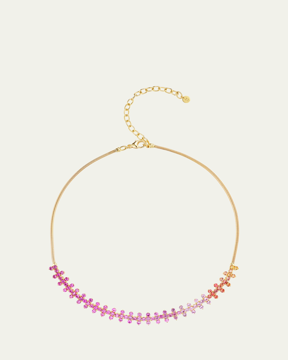 18K Yellow Gold Flora Sapphire Necklace